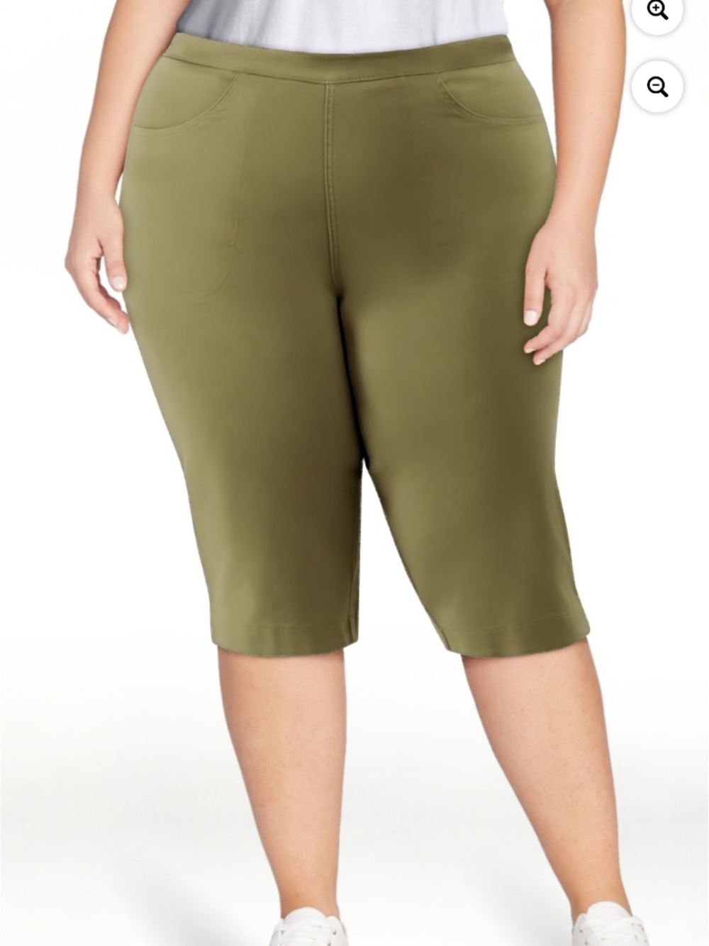 Just My Size Women’s Plus Olive 2 Pocket Stretch Capris Size 1X NWT